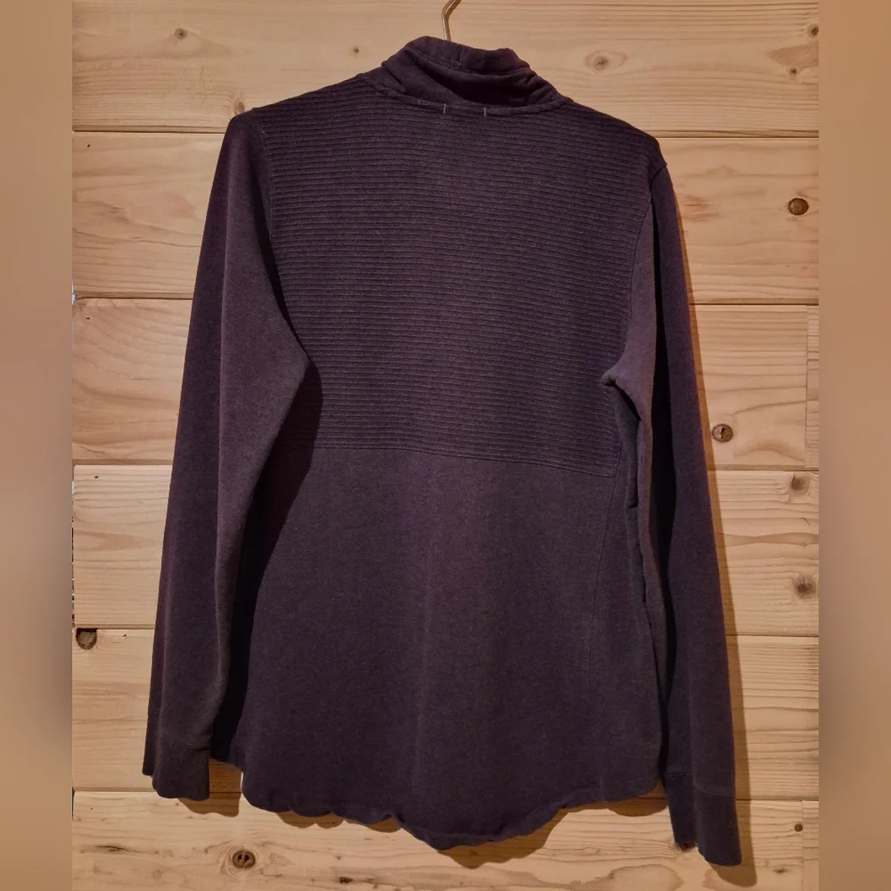 Women's L.L.Bean Dark Purple Cozy Mixed-Knit Pullover With Pockets Size L 22x26